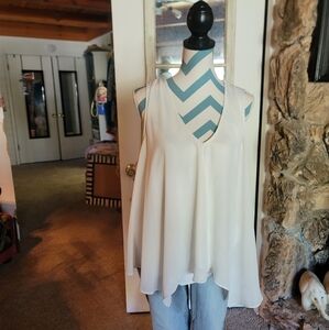 2x Sleeveless Swing Top Elegant White Blouse Party Or Office